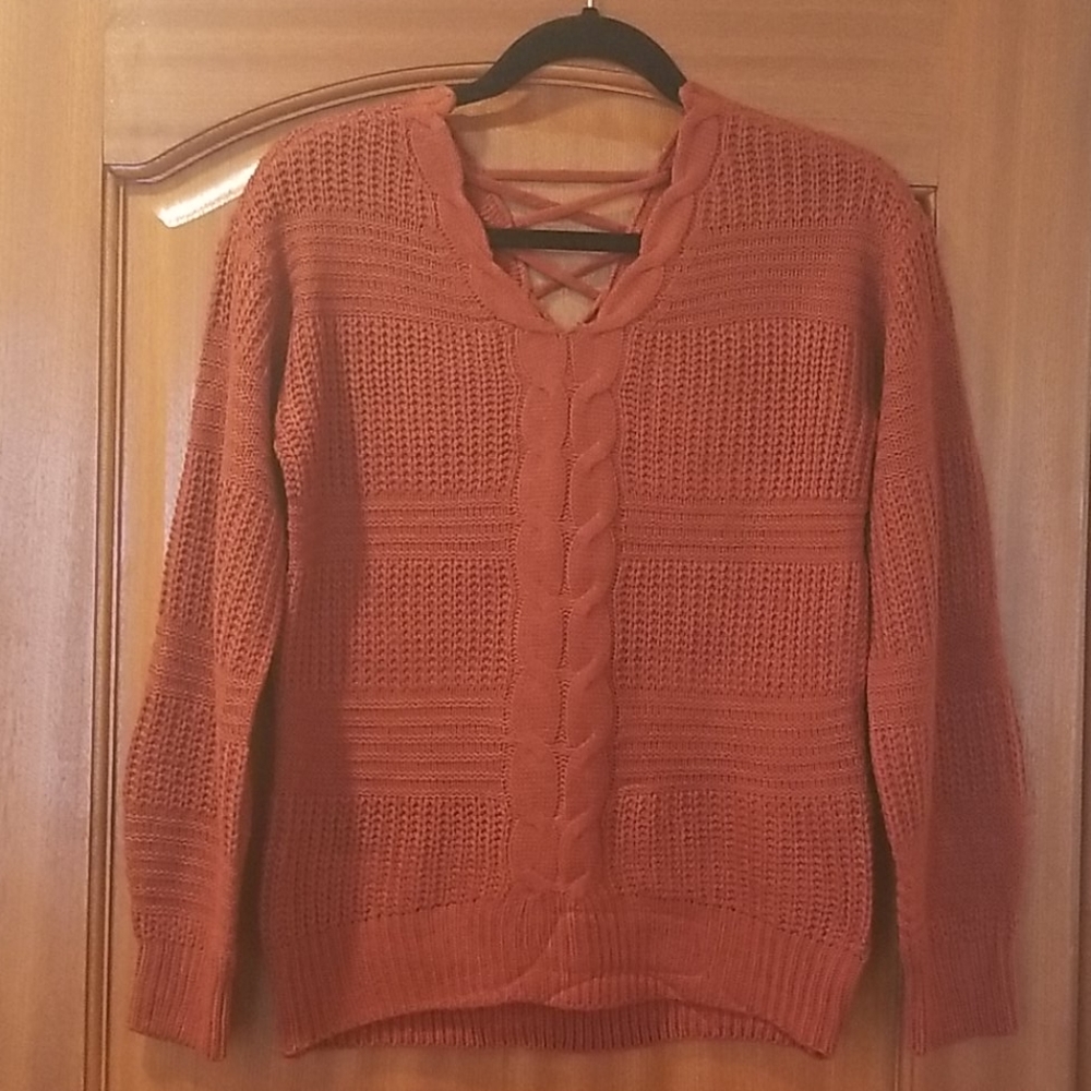 No Boundaries knitted top-sweater brown-orange